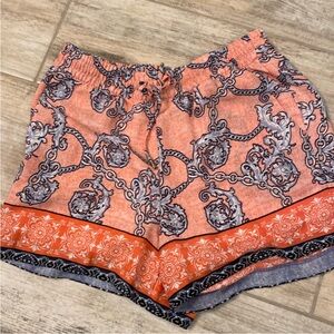 THALIA Women's Orange Patterned Shorts